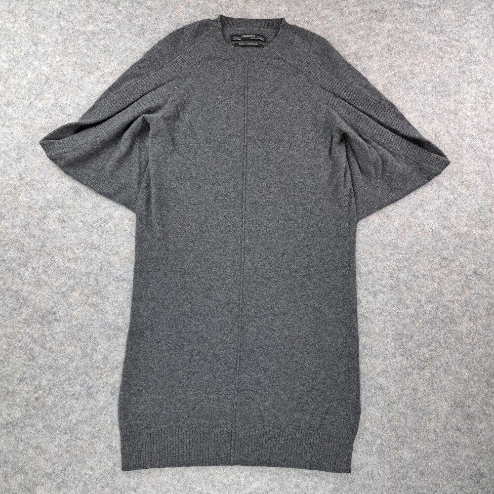 Allsaints Sweater Dress Womens Size 2 Gray Shift 100% Cashmere Knit
